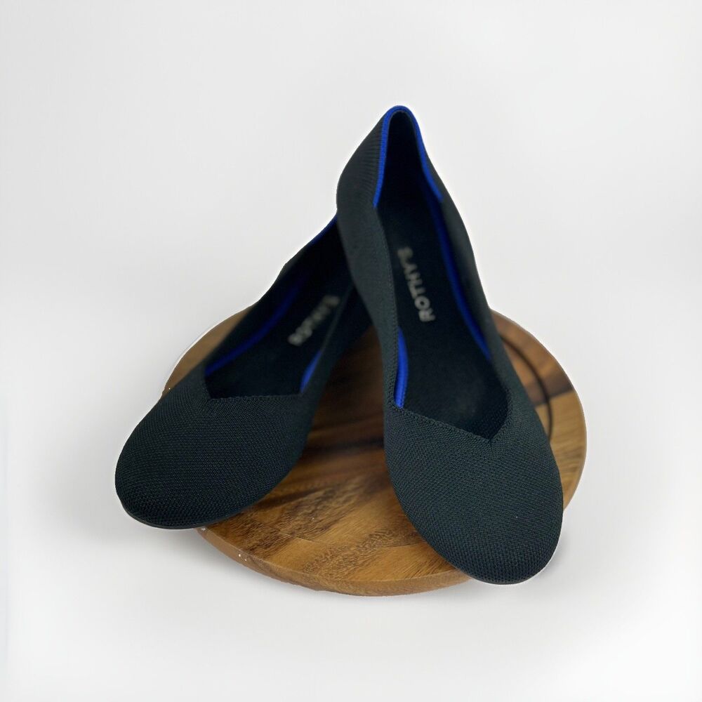 Rothy's The Flat Womens Size 10 Black Casual Classic Slip On Ballet Flats Shoes